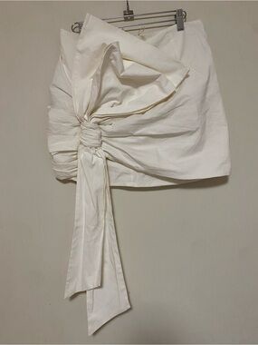 Zara Cream Wrap-Tie Mini Skirt